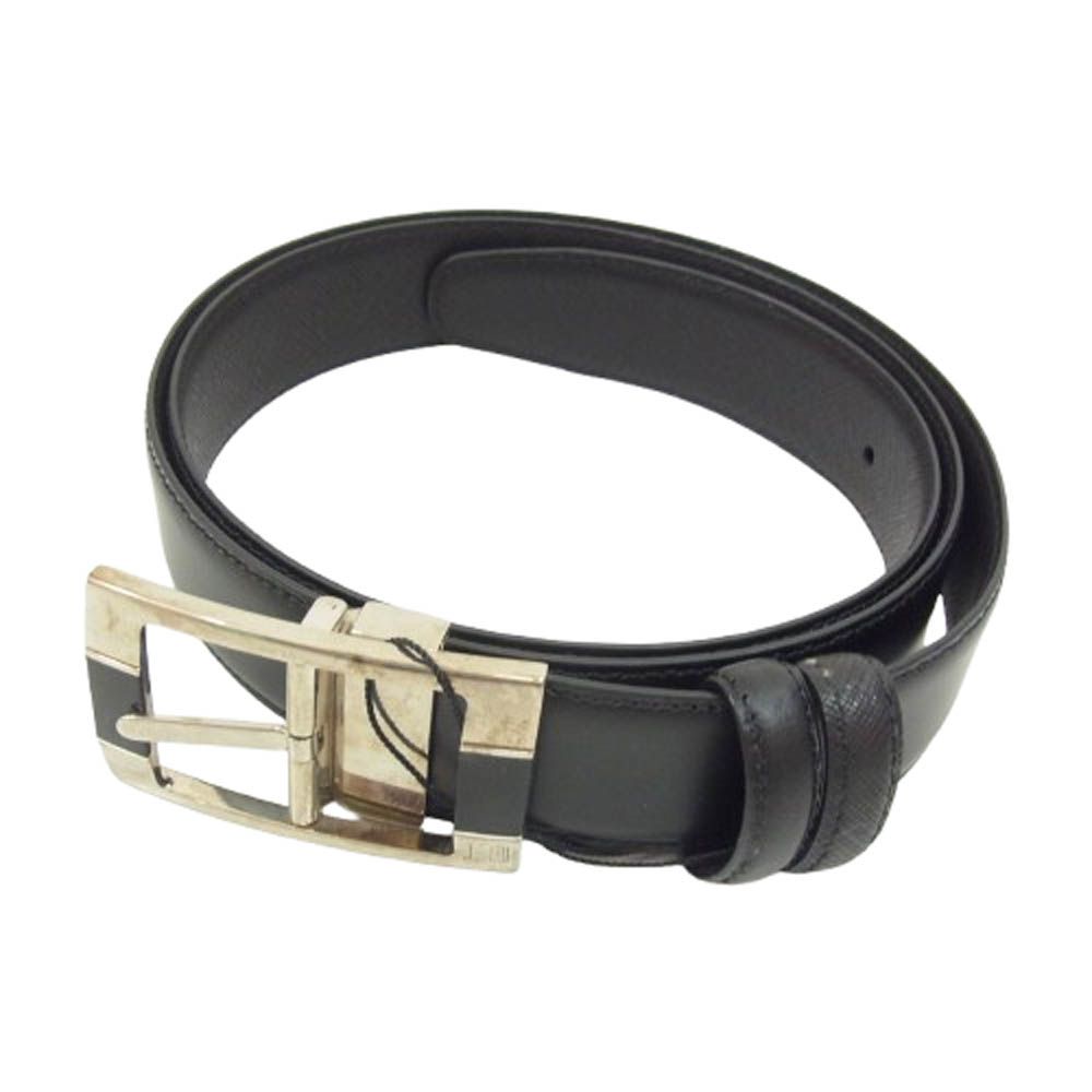 dunhill レザーベルト ブラック Dunhill ダンヒル シルバーバックル レザー ベルト ブラック系【中古】