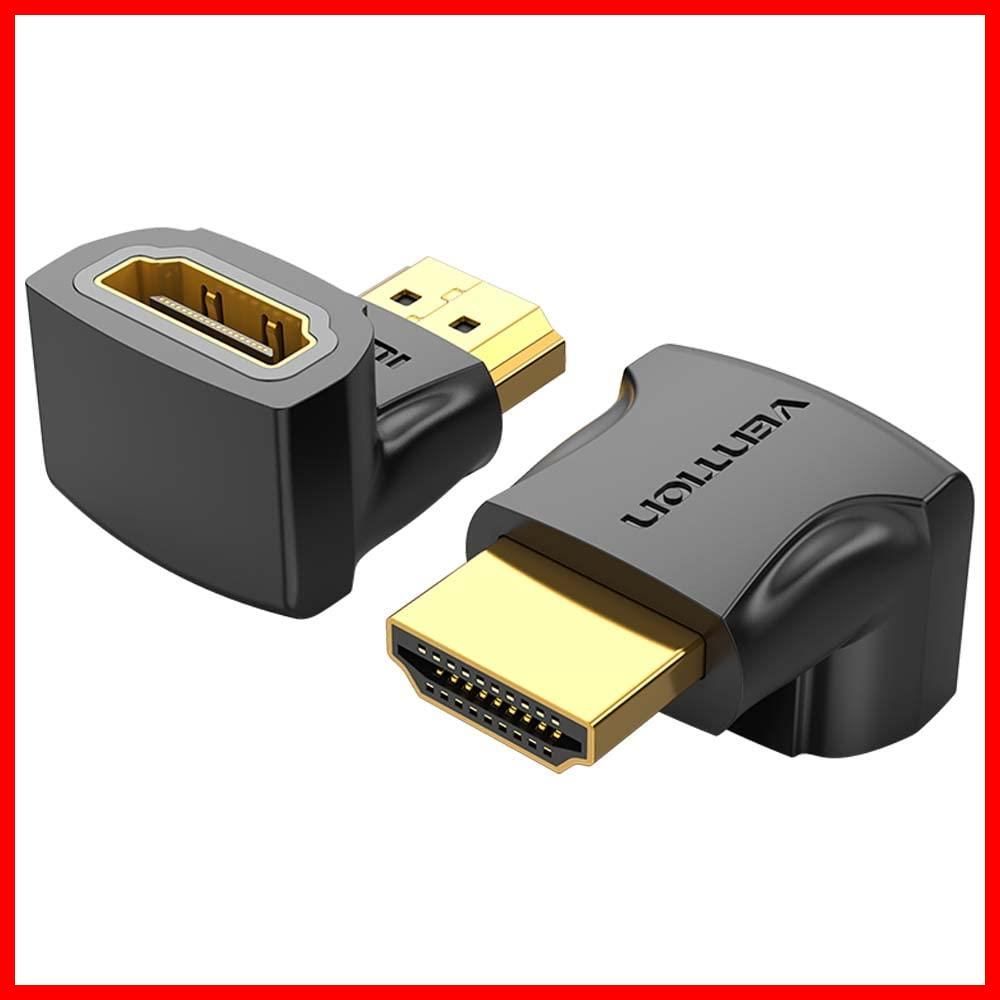 新着商品 直角 コネクタ スリム 3D HDMI延長アダプタ 4K|60Hz 90度 90度 L字 狭い場所対応 アダプター 変換 メス - HDMIアダプター2個入り|AIOB0-2 オス HDMI VENTION