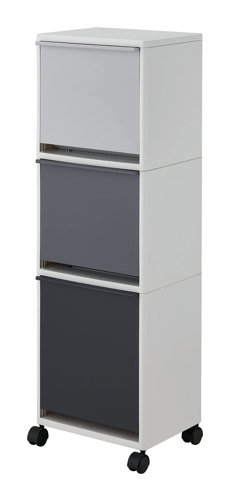 新品 アスベル フタ付きゴミ箱 ECワゴンワイド3段 省スペース 43L 黒 小物入れに使える A6896