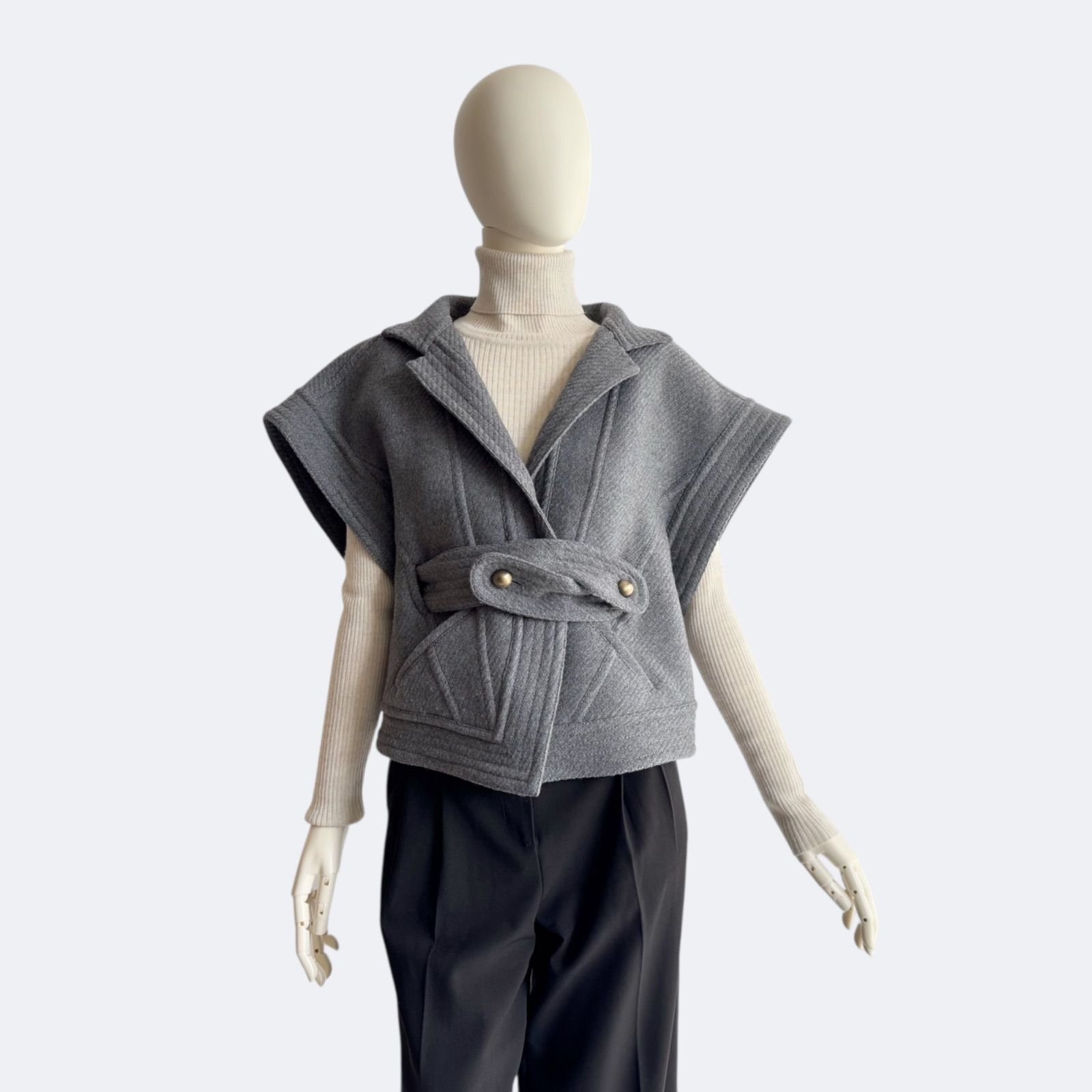 FENDI フェンディ ウール ジャケット グレー レディース ショートスリーブ