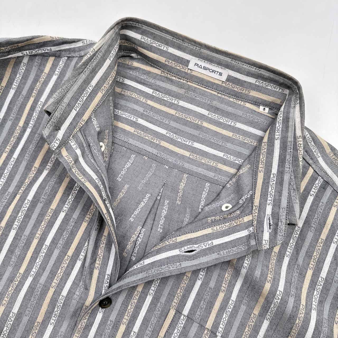 PIASPORTS ピアスポーツ ロゴデザイン ストライプ BD ボタンダウン
