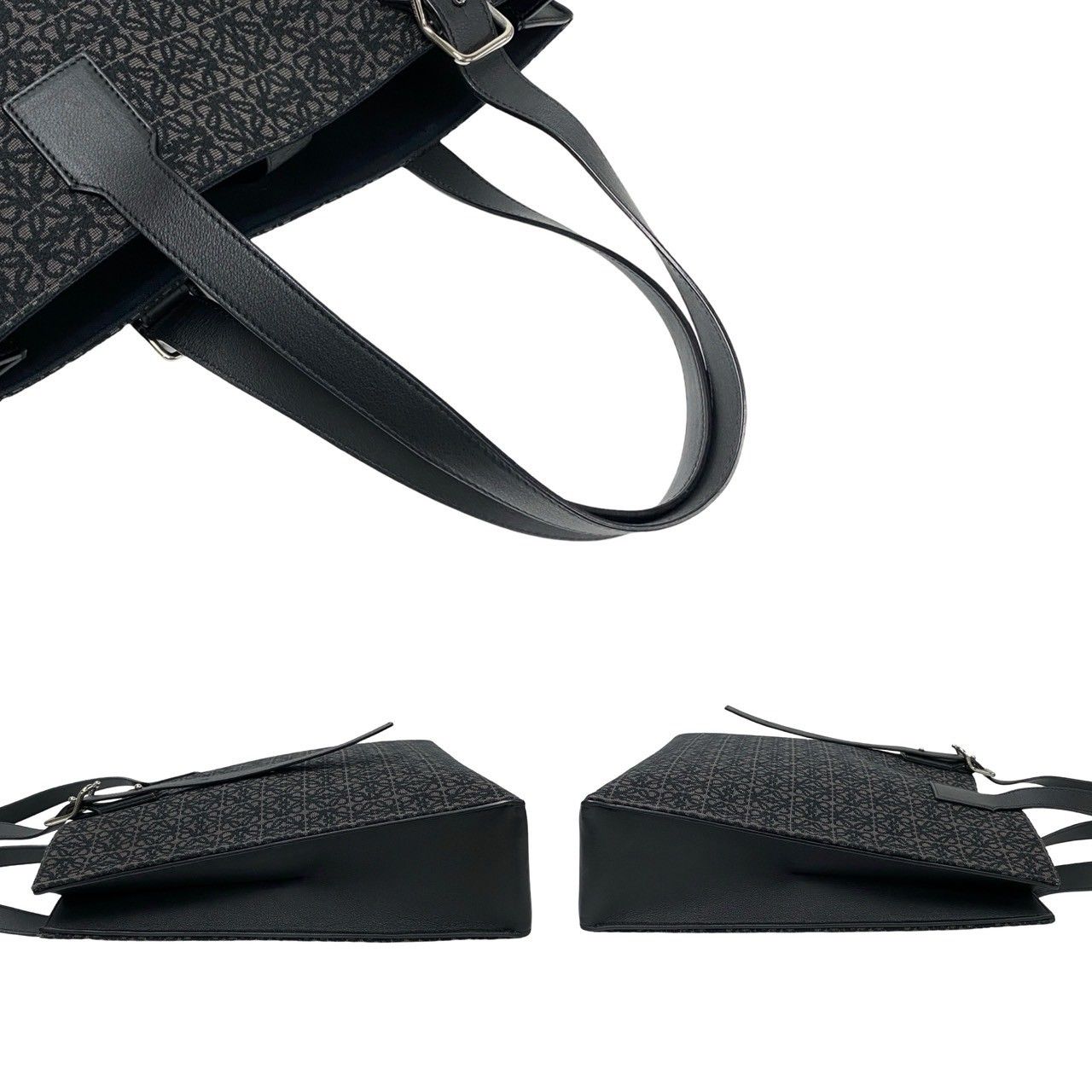 極 美品 LOEWE ロエベ バックル ホリゾンタル トート アナグラム