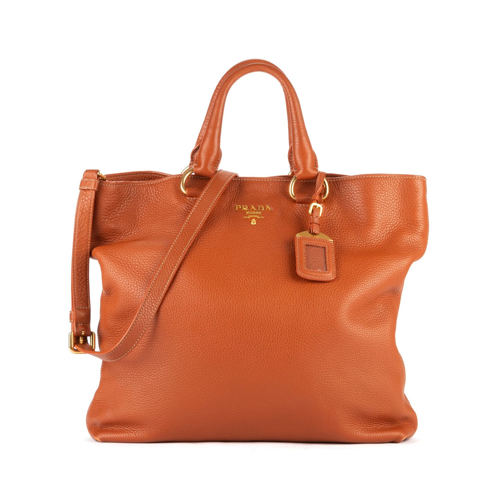 PRADA プラダオレンジカーフスキンレザーA