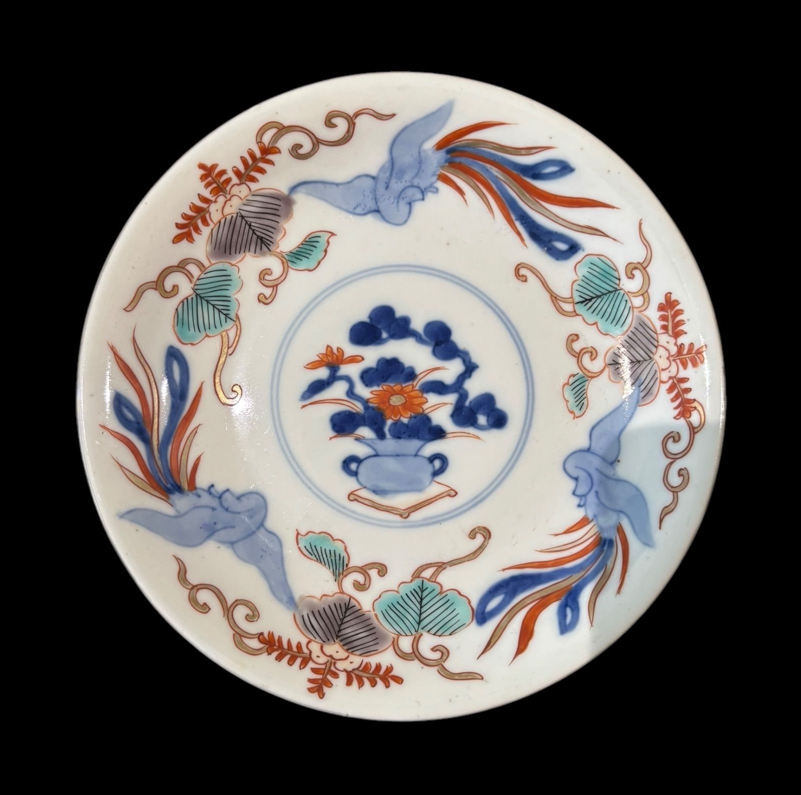 伊万里 絵皿 [鳳凰草花文] 染錦 小皿 丸皿 平皿 盛り皿 飾り皿