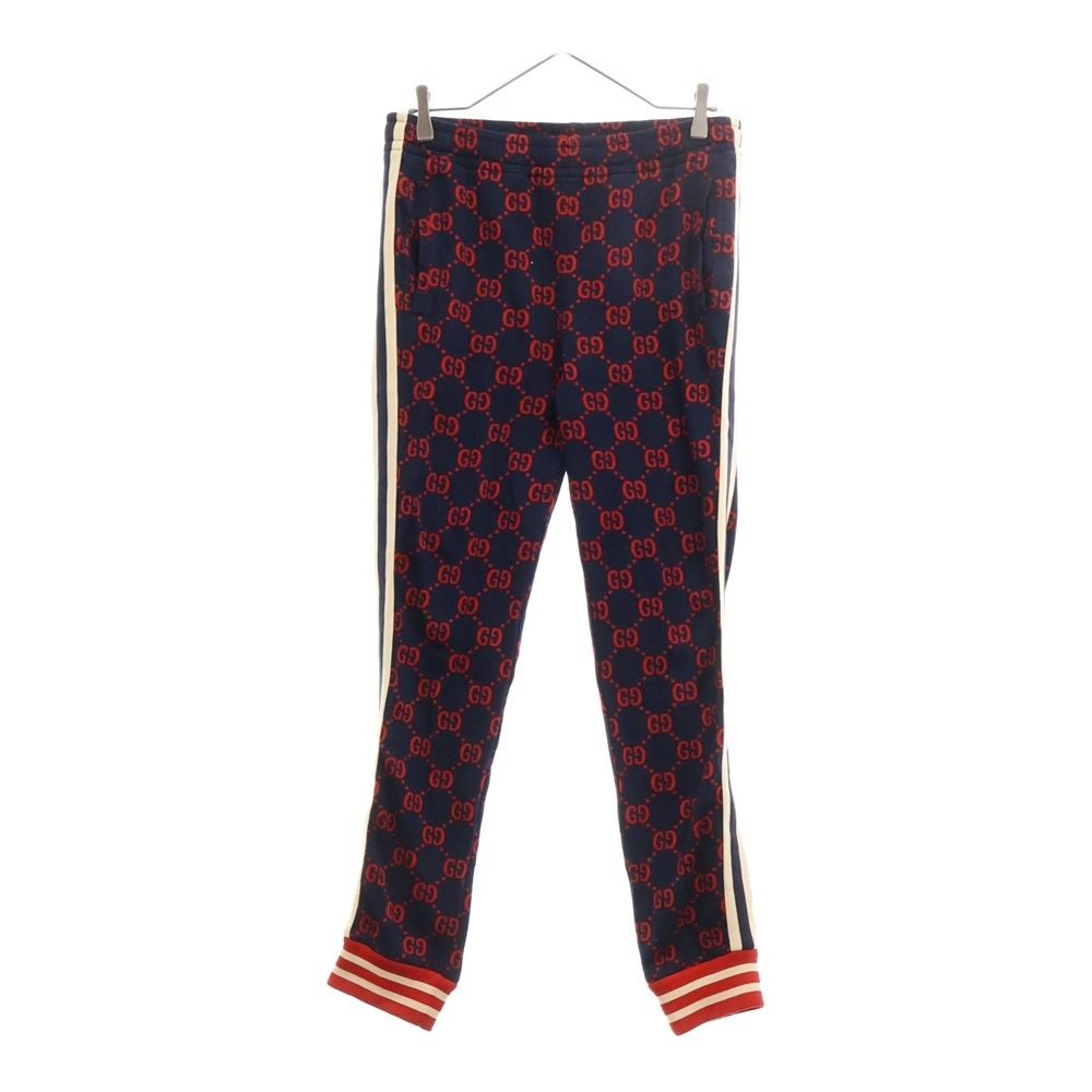 GUCCI グッチ 18SS GG Jacquard Jogging Pants 496920 X9L13 GGジャガード ジョギングパンツ 総柄トラックパンツ ネイビー|レッド