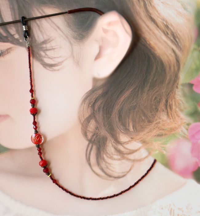 ftw メガネチェーンとハートのイヤリング クリアハートイヤリング（イヤリング）｜Three Four Time