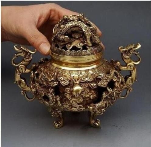 香炉|竜|銅器|銅製品|置物|装飾品|工芸品|風水|財運グッズ ZYP29今がチャンス