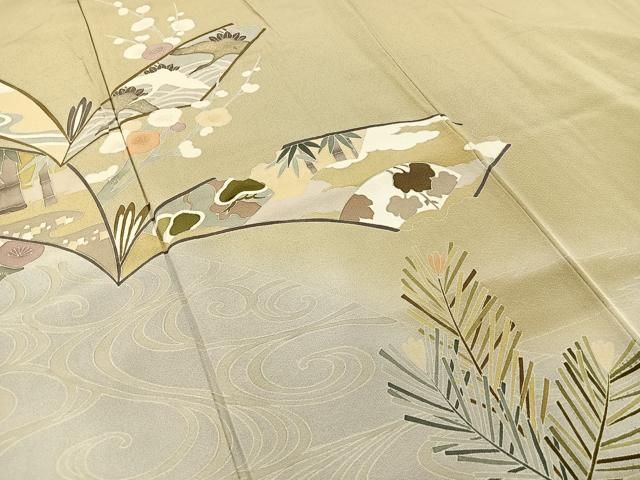 平和屋着物○色留訪問着 総絞り 松竹梅丸文 正絹 逸品 CAAZ3557yc