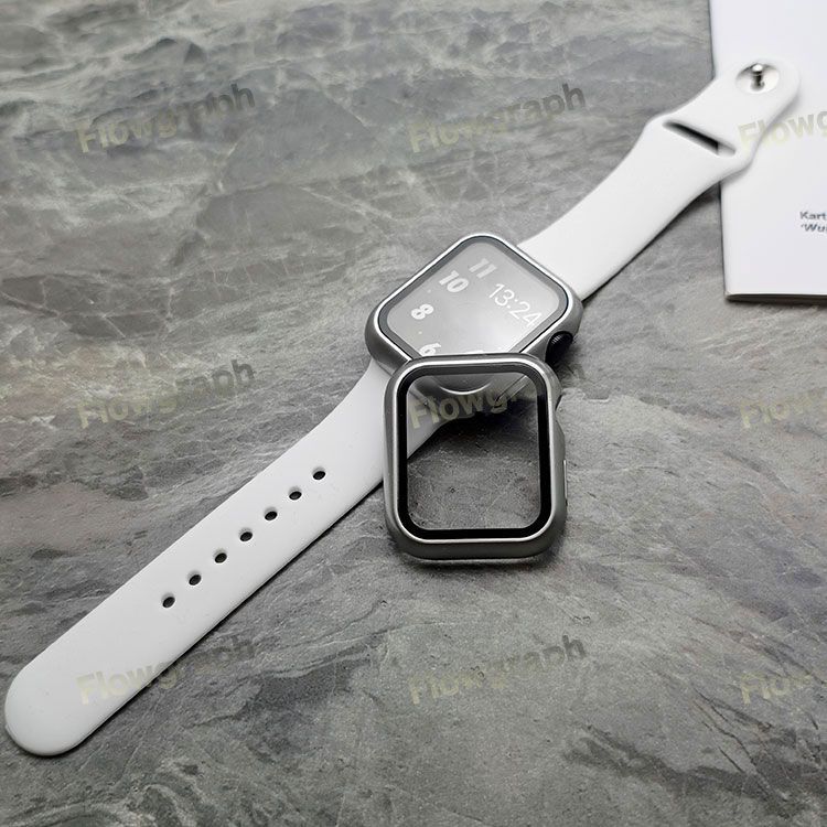 Apple Watch 40mm カバー＆バンド シルバー×ホワイト - メルカリ
