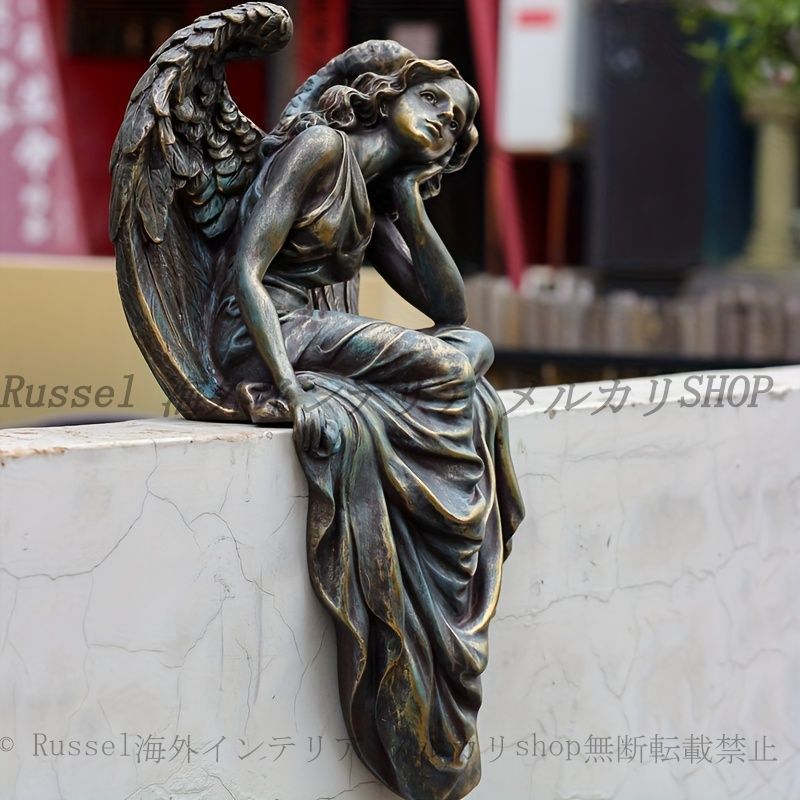 ガーデン オブジェ 天使 ヴィンテージ調 おしゃれ かわいい インテリア 置物 オーナメント レトロ調 アンティーク調 庭 玄関 バルコニー エクステリア