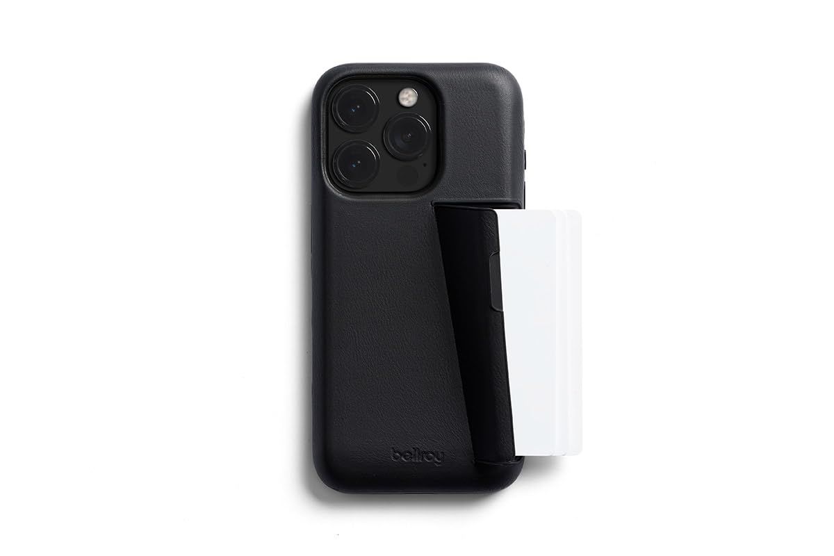 【数量限定】Bellroy Phone Case  3 Card iPhone 15 Pro用 レザーのiPhoneケース スマホウォレット - Black