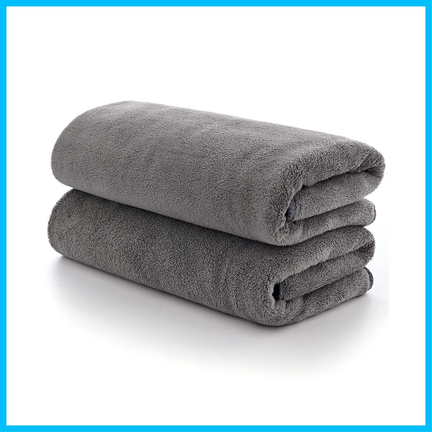 新着商品 ミニバスタオル ビッグフェイスタオル 吸水 グレー デイリータオル 速乾 マイクロファイバー 2枚セット 大人も子供も使える 100 40cm お風呂上がり耐久性 ヘアドライタオル Lumimi バス用品