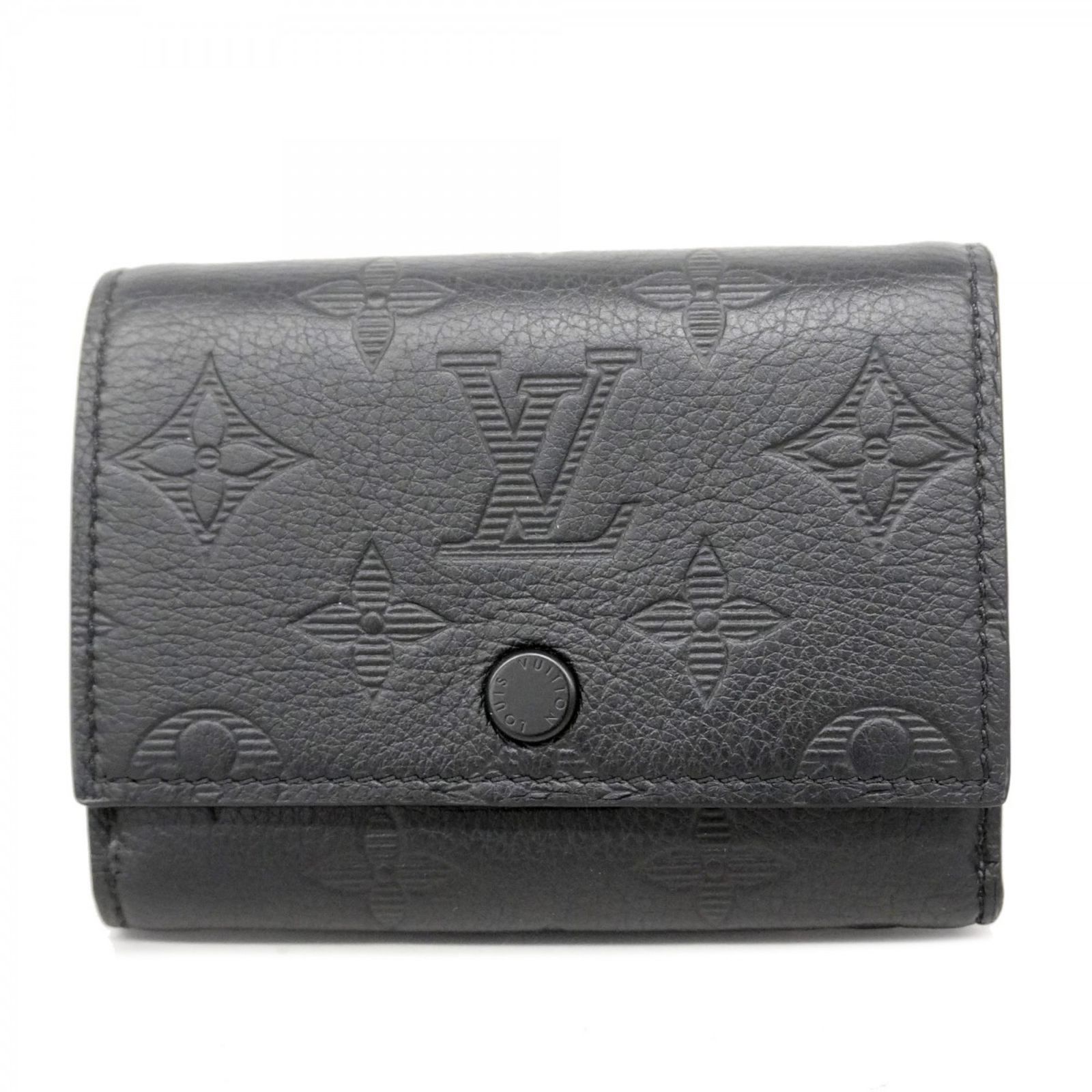 LOUISVUITTON ブラックレザー三つ折り財布 モノグラム 楽天市場