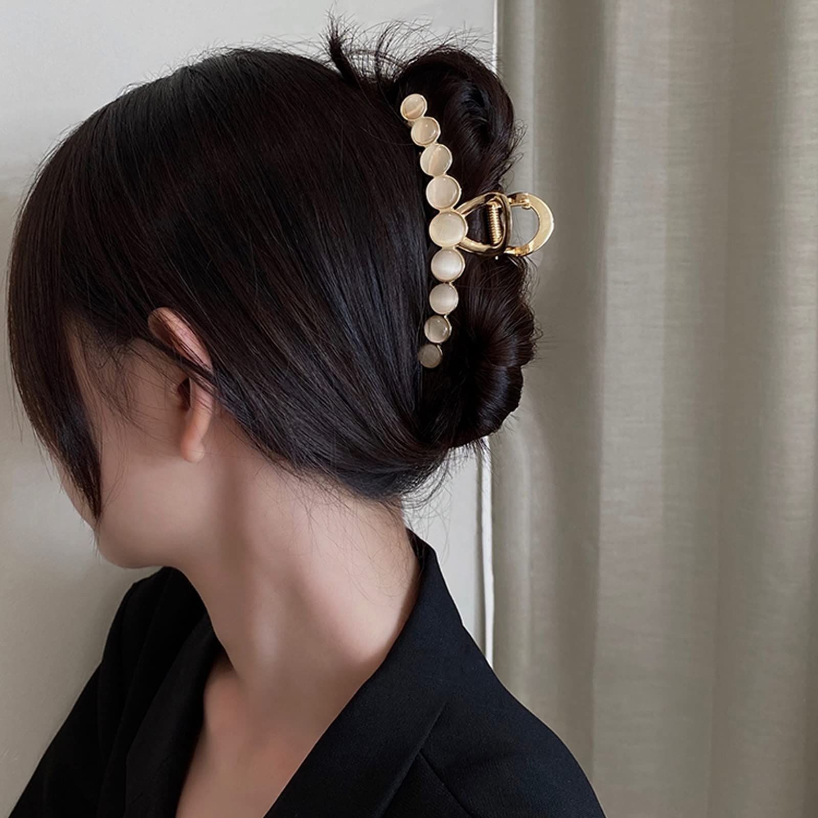 クリップ 髪飾り 大きめ 韓国風 髪留め ヘア オフィス おしゃれ シンプル 贈り物 ヘアクリップ レディース用 バンスクリップ キャッツアイデザイン HAPVITAL