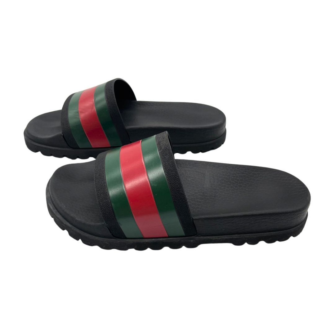 玉津店 GUCCI グッチ サンダル 27.5cm ブラック|グリーン×レッド メンズ TA250334