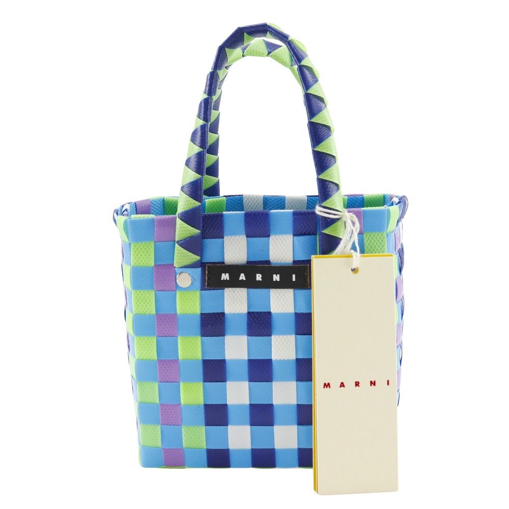 MARNI マルニ ウーブン マイクロバスケット かごバッグ MW55F ポリプロピレン 青|マルチカラー レディース ハンドバッグ