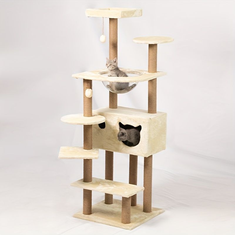 キャットタワー キャットツリー キャットタワー マルチレベル猫アクティビティツリー スクラッチポスト ジャンプ台付き 子猫用 ペットハウス 爪とぎ 爪研ぎい 子猫 大型猫 シニア 省スペース モダン おしゃれ