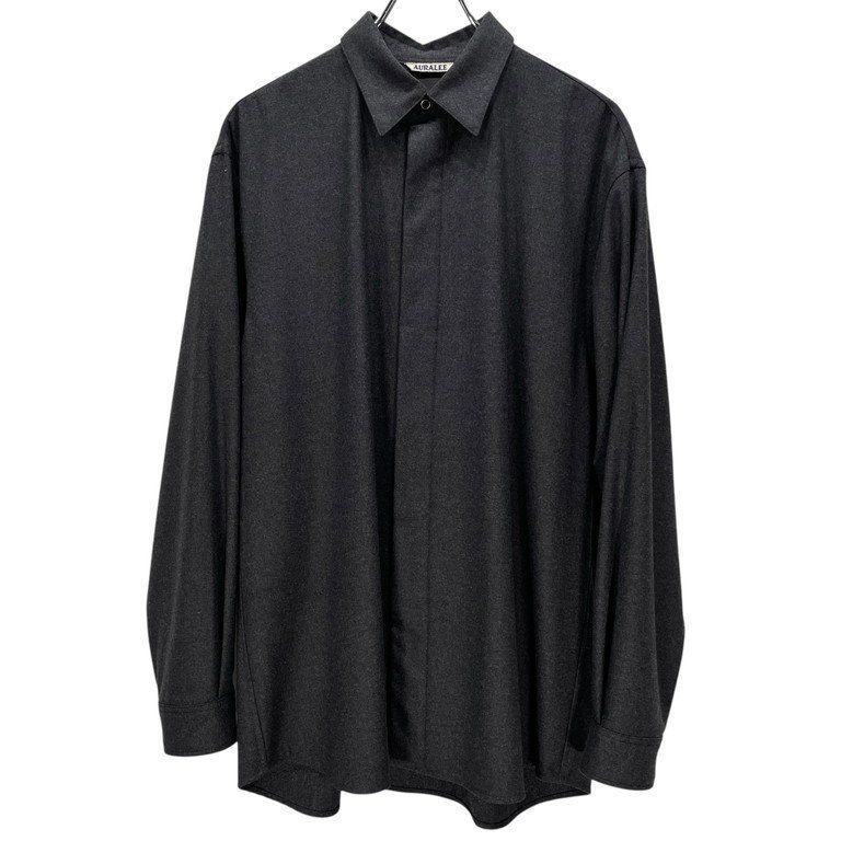 AURALEE 20AW WOOL FULLING FLANNEL CLOTH SHIRTS ウールフランネルスナップボタンフライフロントシャツ 定価39 600円