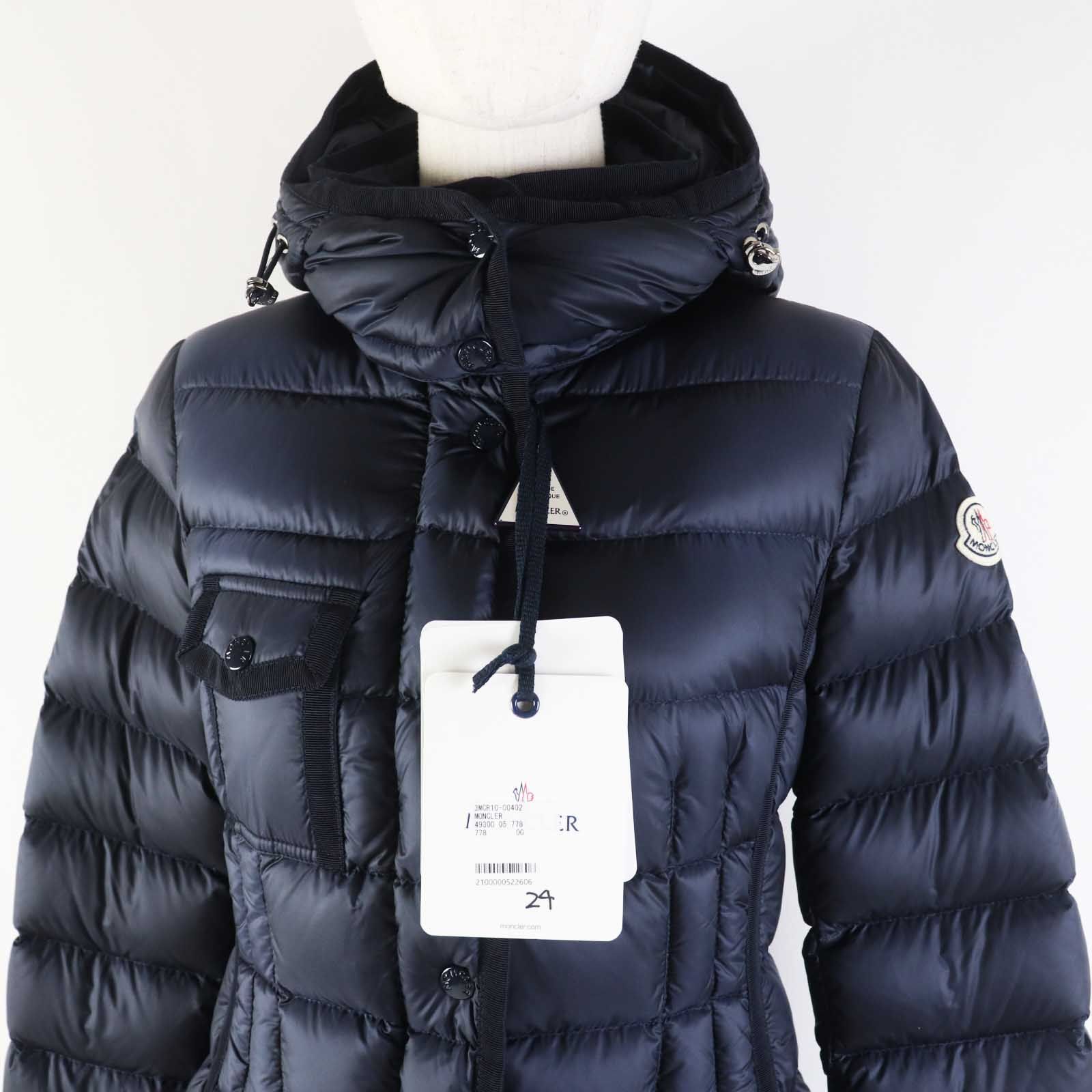 未使用品◎MONCLER モンクレール HERMINE エルミンヌ ロゴワッペン フード付き ロングダウンコート ネイビー 00 国内正規品  レディース - メルカリ