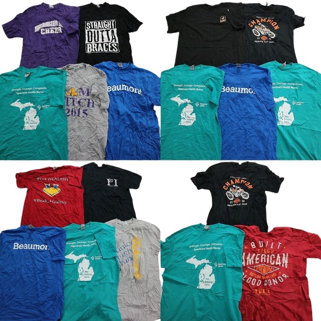 古着卸 まとめ売り カラーmix プリント 半袖Tシャツ 18枚セット (メンズ M /S ) イラスト ワンポイント 英字ロゴ MS5449