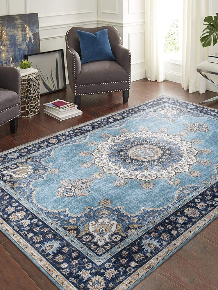 高品質 高密度ノット 玄関マット ラグ マット カーペット ウィルトン 滑り止め付ペルシャ絨毯の本場からイラン製 シルク調