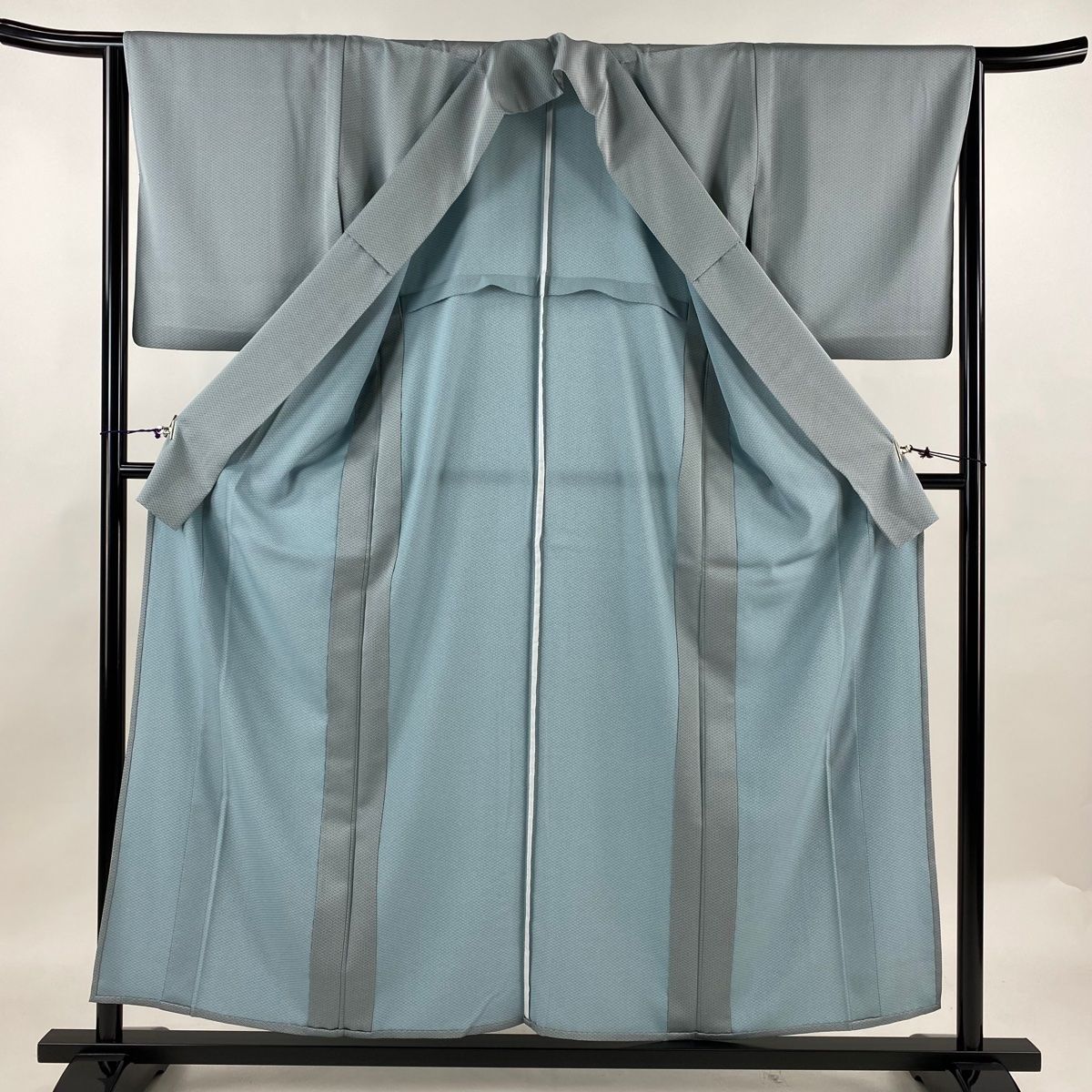 江戸小紋 身丈155cm 裄丈64cm M 単衣 行儀菱 青緑 正絹 名品 【中古  