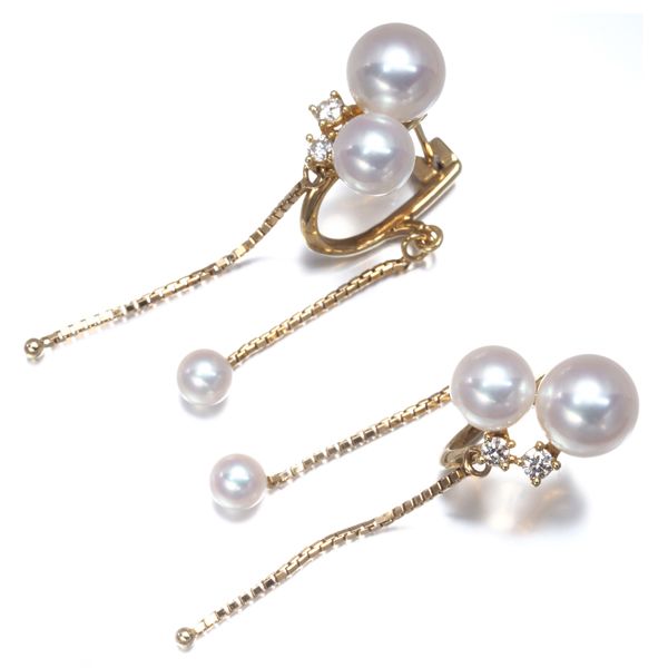 TASAKI タサキ ピアス パール 真珠 4.0-7.2mm ダイヤ ダイヤモンド  