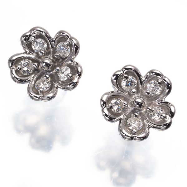 当店在庫してます！ ダイヤ #172081 K18WG ピアス フラワー 0.28ct ダイヤモンド アクセサリー