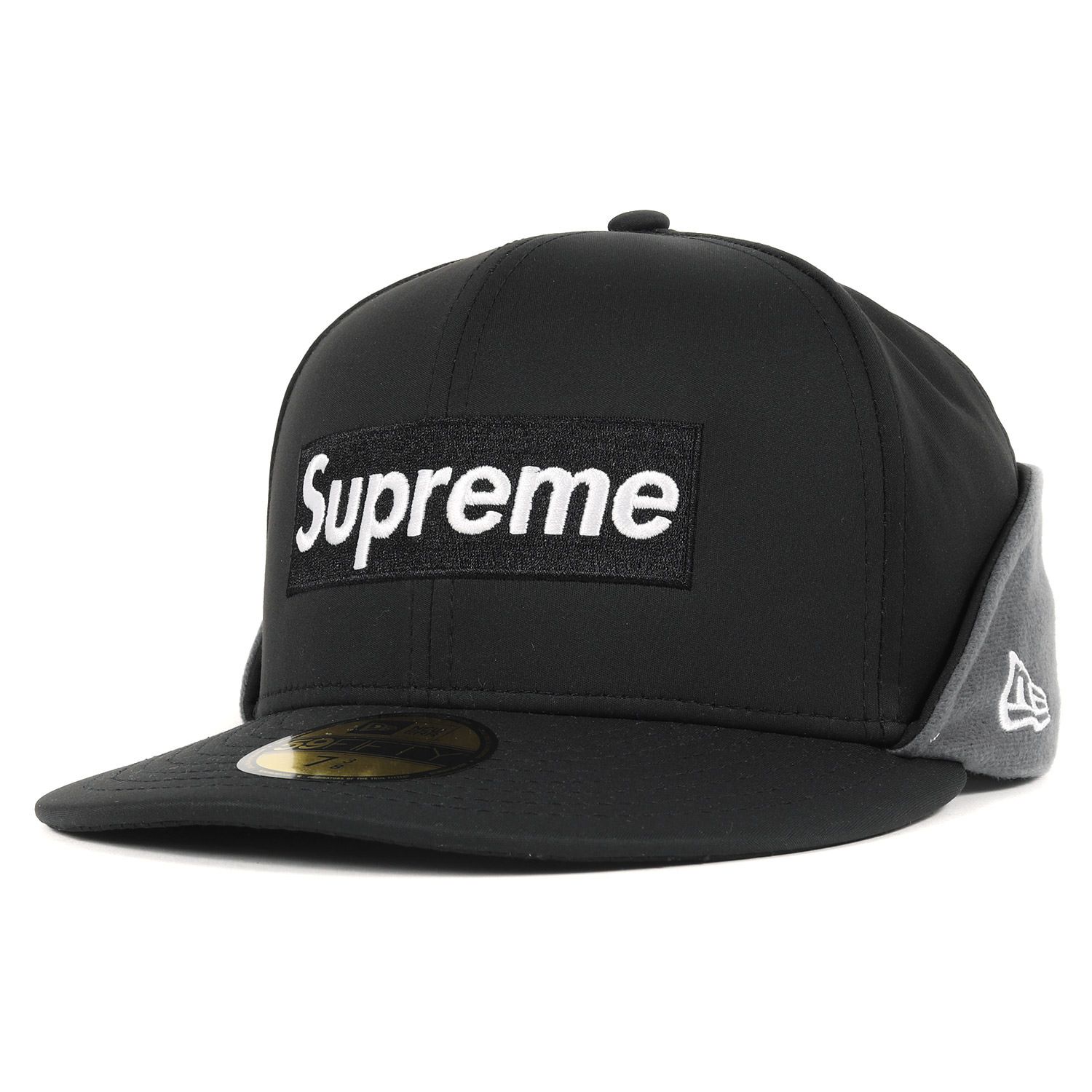 美品 Supreme シュプリーム NEW ERA WINDSTOPPER BOXロゴ イヤーフラップ ベースボールキャップ Earflap Box  Logo 20AW ブラック 7 3/8(58.7cm) 帽子 ニューエラ