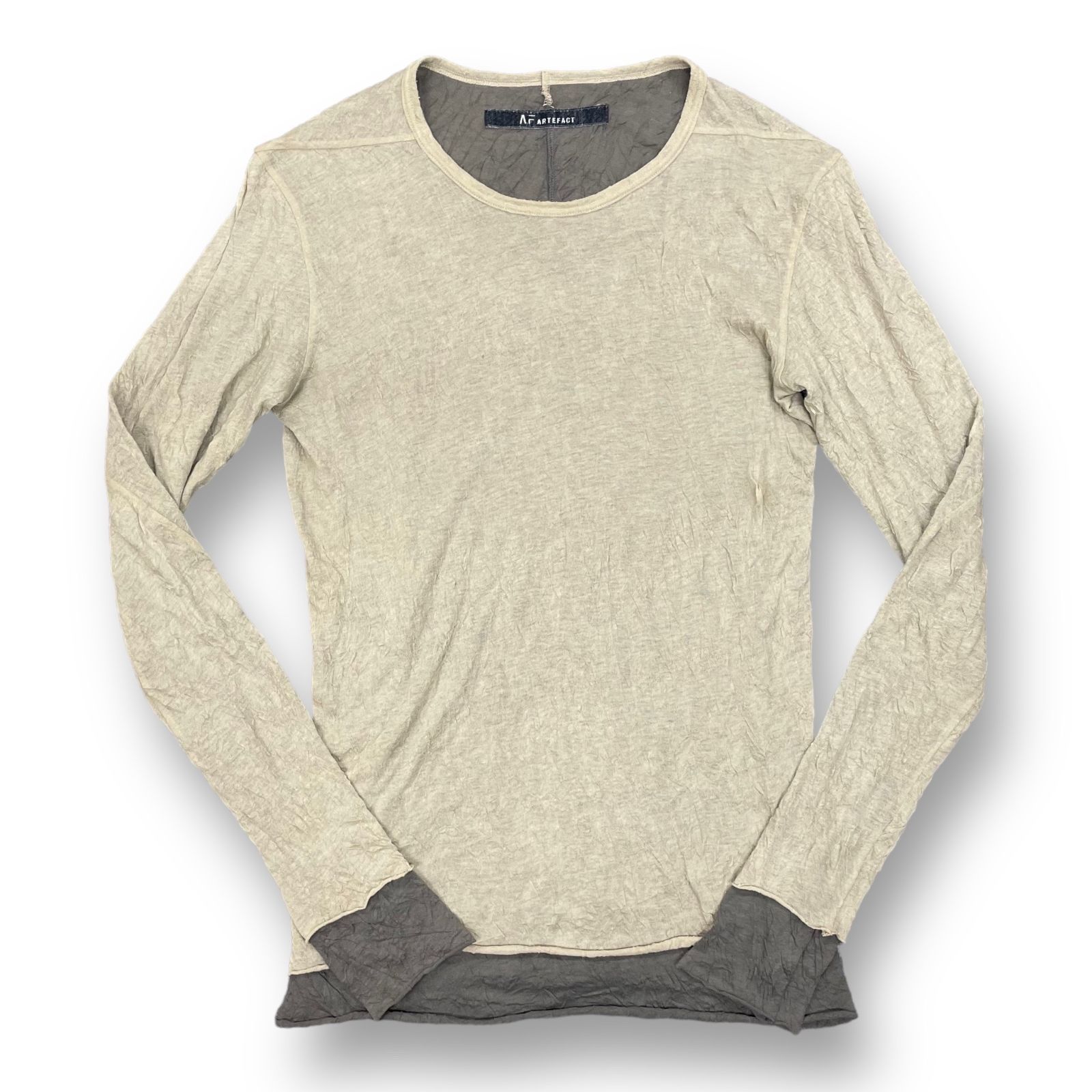 定価18700円 A.F ARTEFACT Layered Long Sleeve シワ加工 レイヤード 