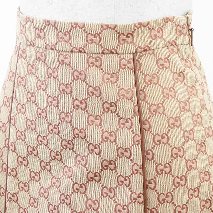 新品同様】グッチ 2018年 レザーパイピング GGキャンバス モノグラム  