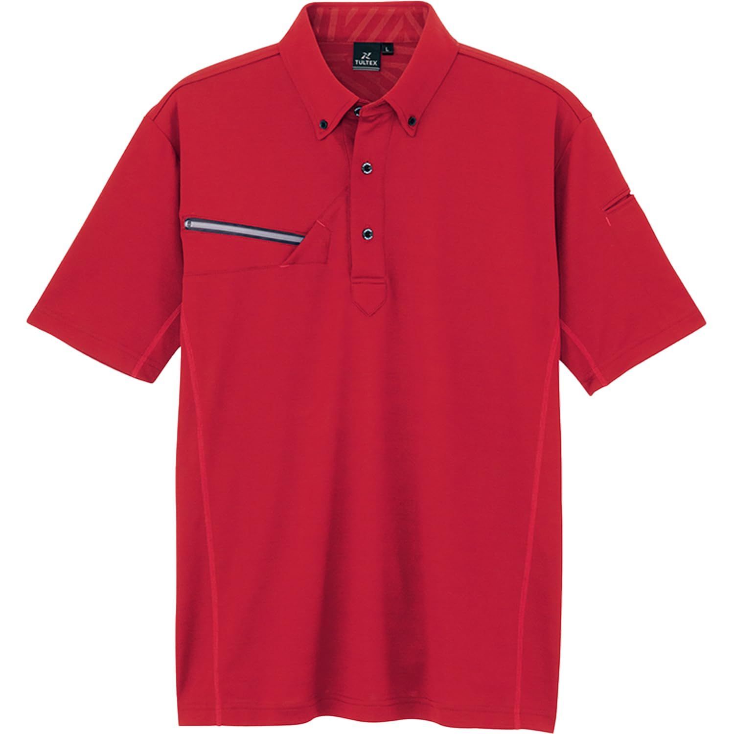 Size:6L_Color:レッド アイトス AITOZ 半袖ボタンダウンポロシャツ(男女兼用) AZ551046 009 レッド 6L