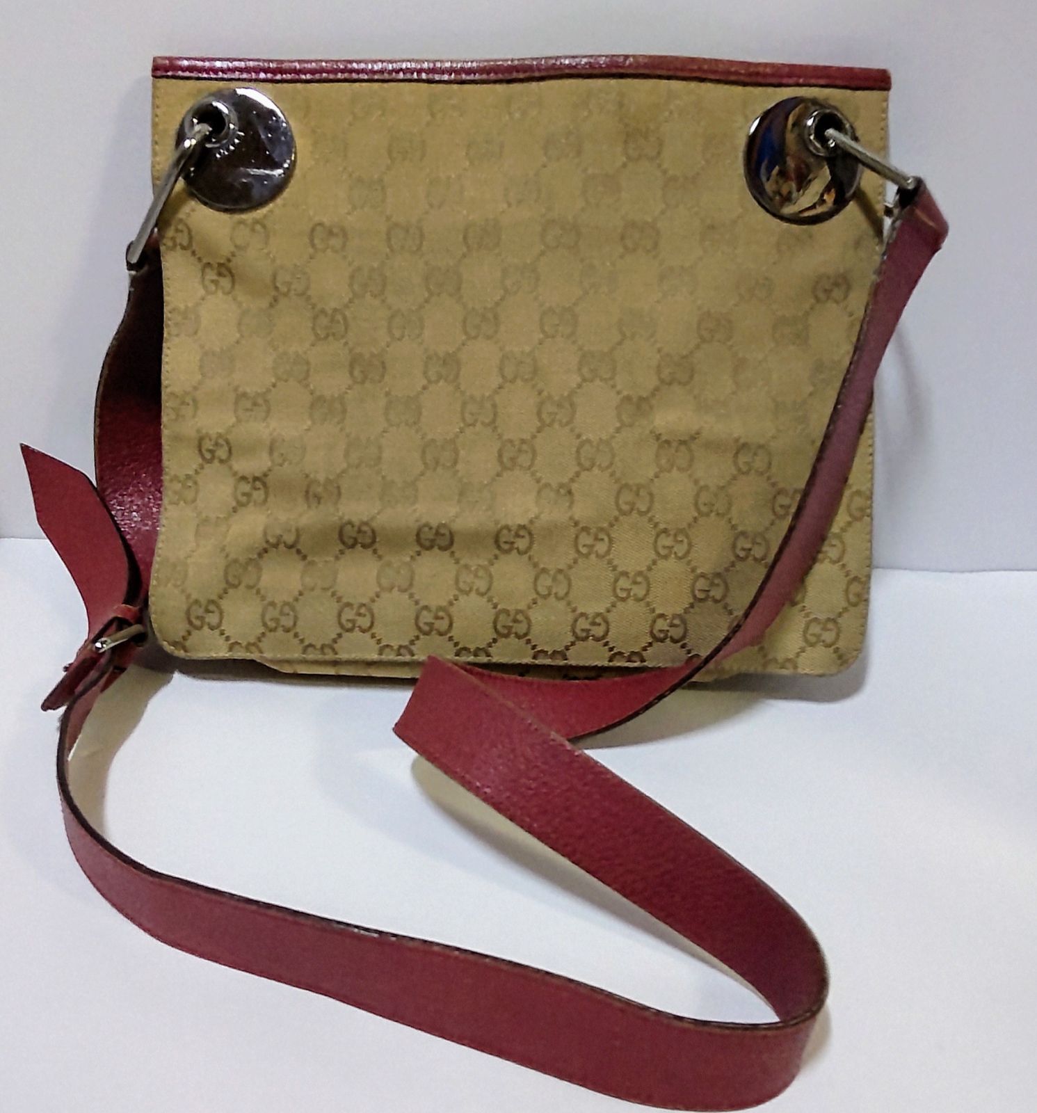 USED中古品】 GUCCI グッチ 120841 GG柄 GGキャンバス×レザー