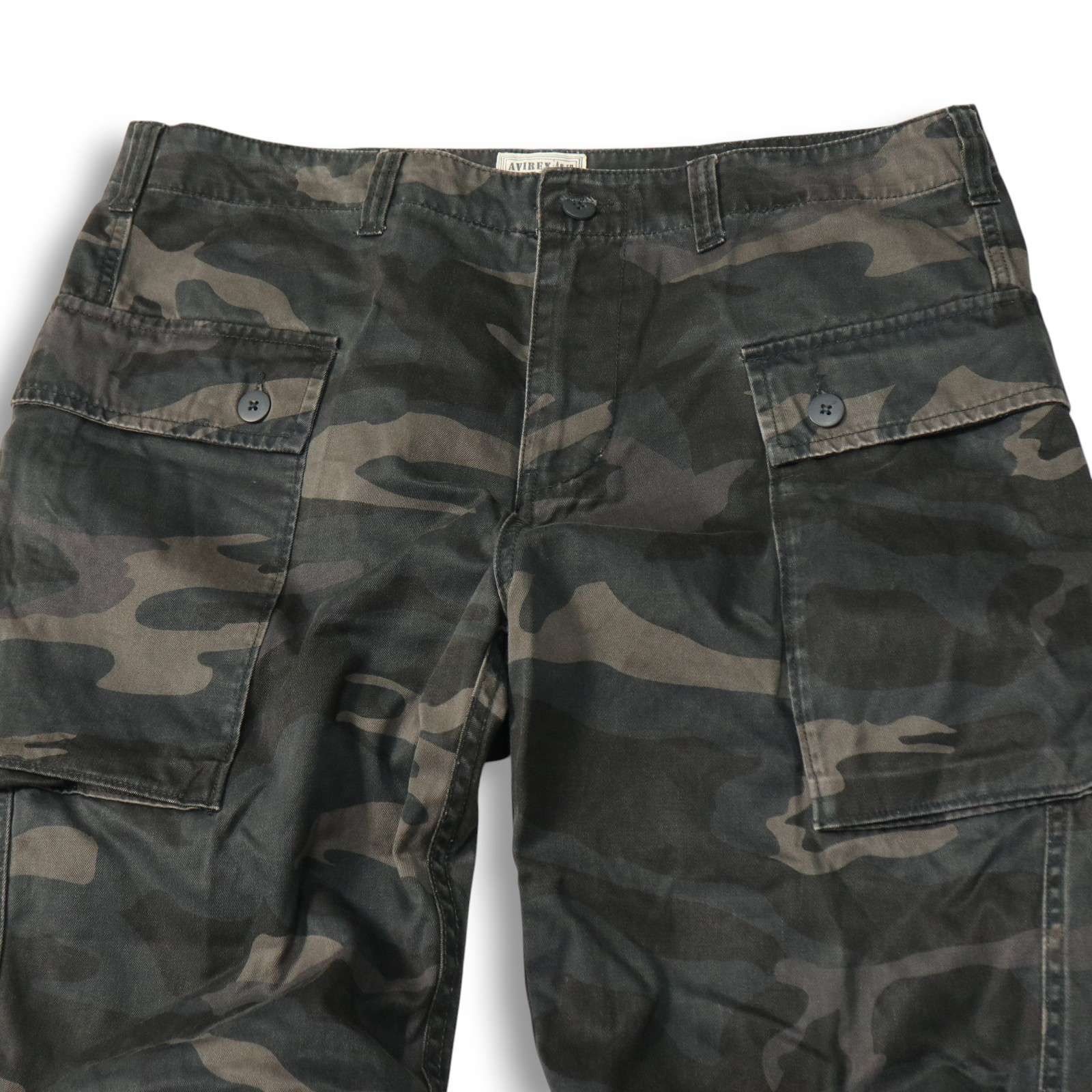 アヴィレックス クロップド カーゴパンツ メンズ2XL 黒 大きいサイズ ミリタリー 257 AVIREX アビレックス★クロップドパンツ⁄ファティーグカーゴ★スリークォーターワークパンツ★メンズXL⁄w93cm