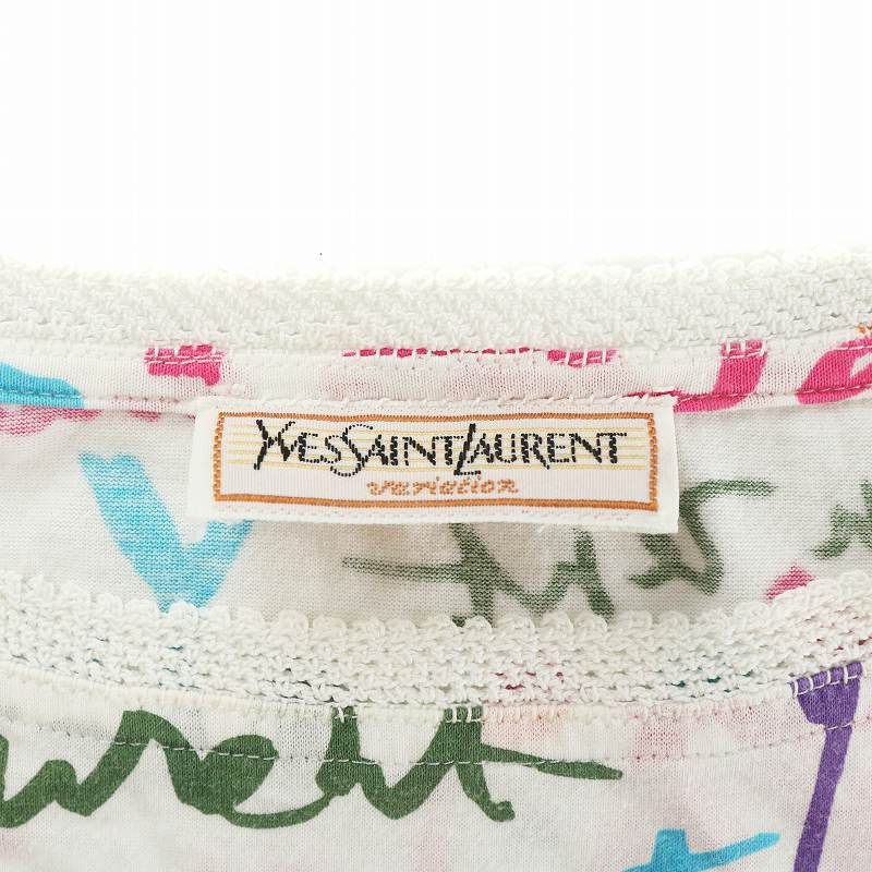 イヴサンローラン YVES SAINT LAURENT ヴィンテージ Tシャツ カットソー 半袖 レース シグネチャー 総柄 ロゴ 38 マルチカラー イヴサンローラン YVES SAINT LAURENT ヴィンテージ Tシャツ