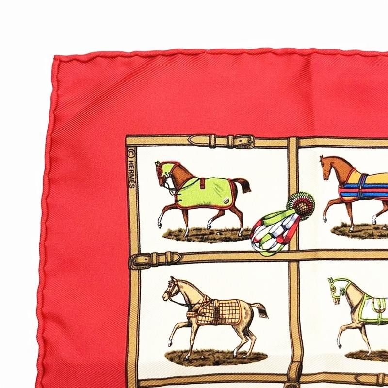 エルメス HERMES 美品 カレ40 プチカレ パドックにいる48頭の馬