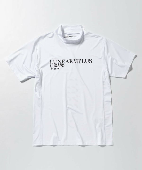 【新品】LUXEAKMPLUS リュクスエイケイエムプラス スポーツロゴモックネック半袖Tシャツ ゴルフ GOLF ジム 運動 速乾 ストレッチ メンズ おしゃれ ブランド