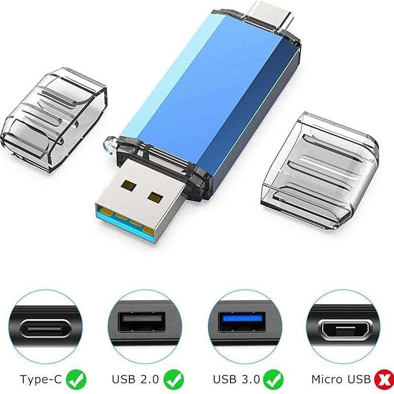 KOOTION 128GB USBメモリー タイプC USBフラッシュドライブ 2in1 Type-C + USB A(USB3.1 gen1) サムドライブ 高速デュアル 最大90 MB/s OTG サムドライブ スマホメモり タイプC 1