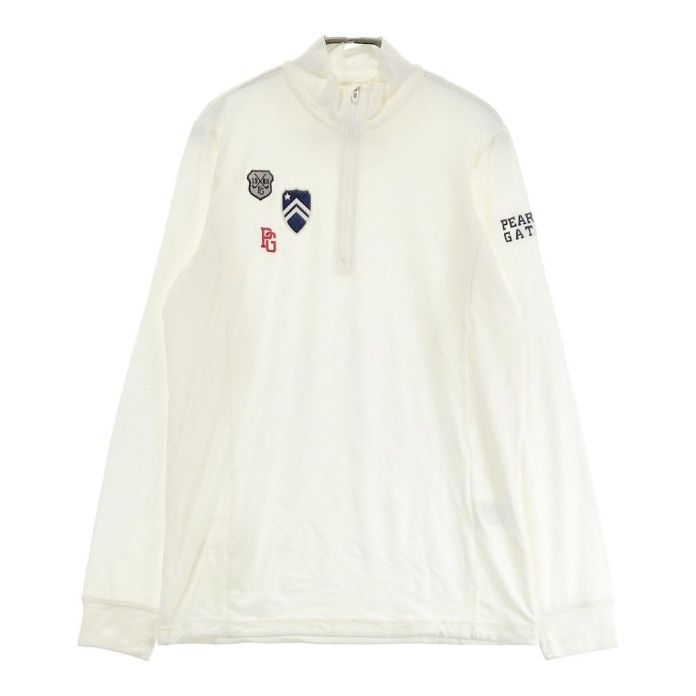 サイズ：5 PEARLY GATES パーリーゲイツ  ハーフジップ 長袖Tシャツ ボーダー柄 ホワイト系 [240101386587] ゴルフウェア メンズ ストスト サイズ：5 PEARLY GATES パーリーゲイツ ハーフジップ 長袖T
