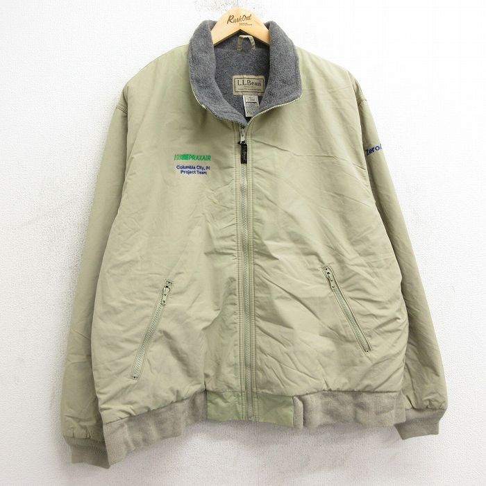 XL/古着 エルエルビーン LLBEAN 長袖 ナイロン ジャケット メンズ 00s PRAXAIR ベージュ カーキ 内側フリース 24dec06 中古 アウター