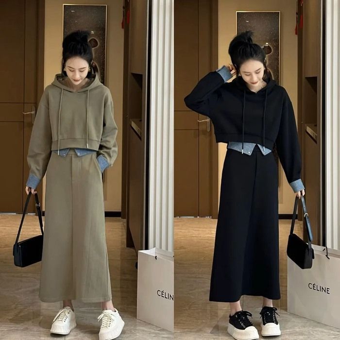 冬から春にぴったりセットアップ大人可愛い♡ 大人かわいい服 ストライプ柄ニットセットアップ セットアップ