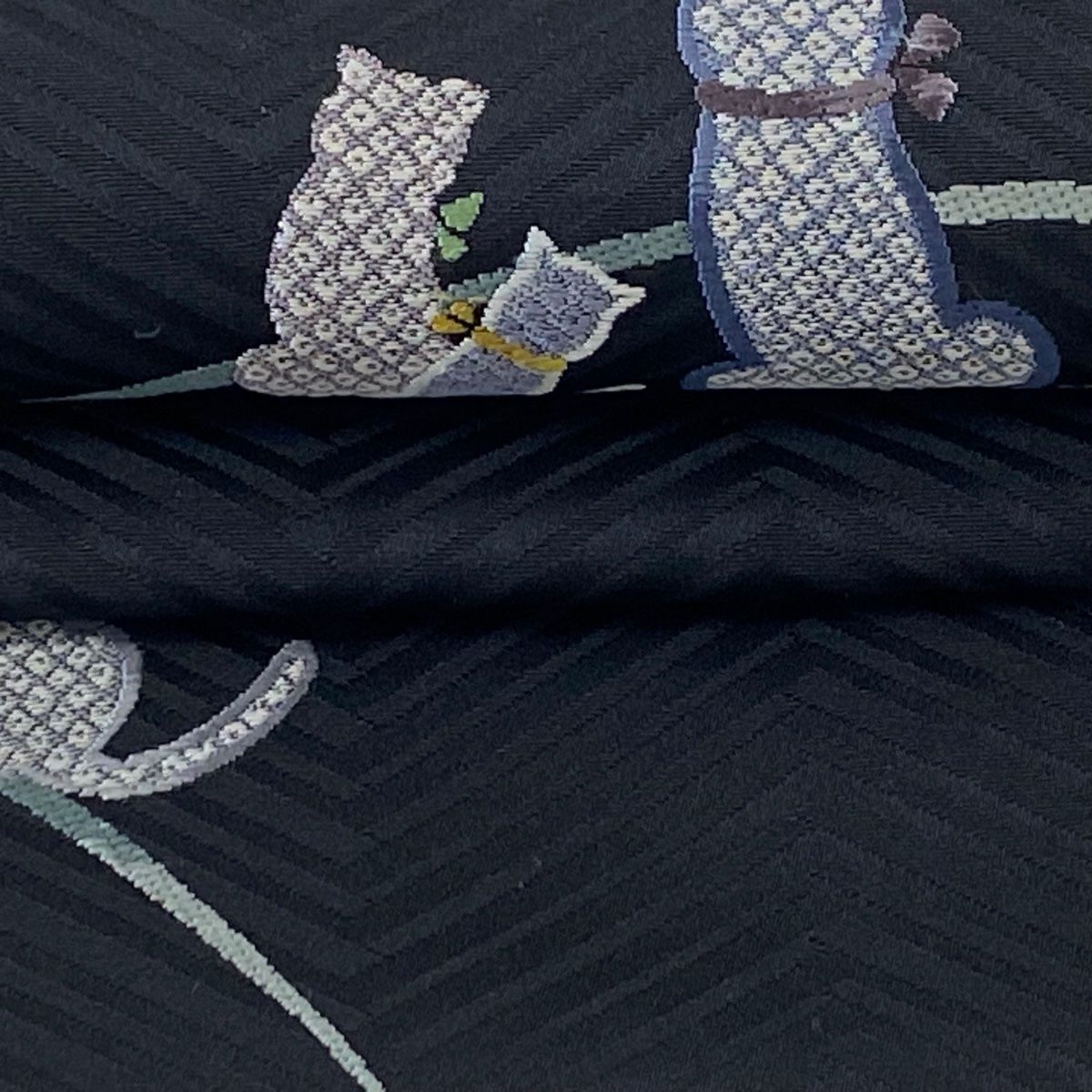 名古屋帯 逸品 猫 黒 正絹 【中古】 - メルカリ 
