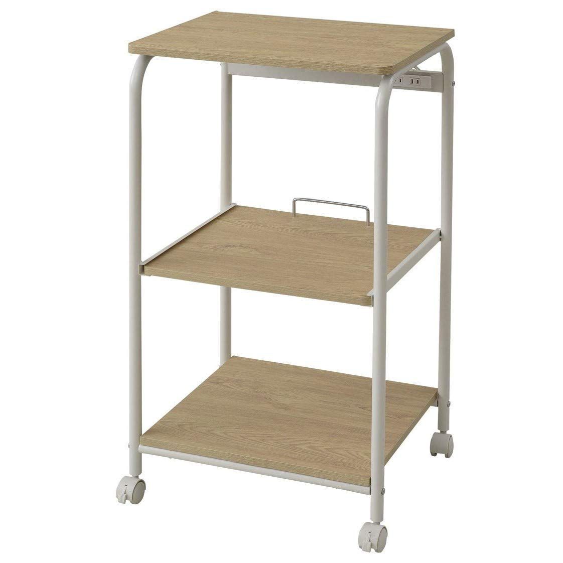 商品 ラック レンジ台 ストッパー付きキャスター キッチンラック 2口コンセント 組立品 スライド棚 幅48×奥行41.5×高さ89cm リアルウッド オフホワイト レンジラック GRW-41R RW OW 山善 YAMAZEN