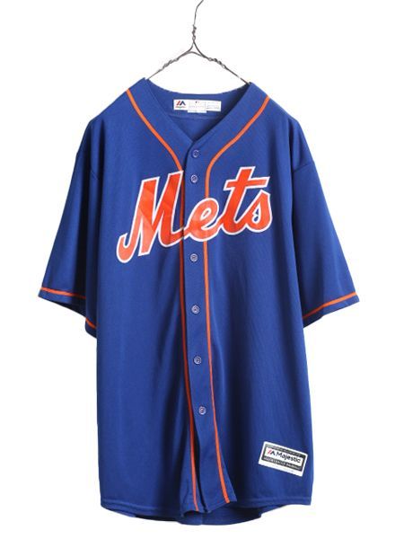 なクーポン配布中! MLB オフィシャル Majestic メッツ ベースボール シャツ メンズ XXL 古着 ユニフォーム ゲームシャツ メジャーリーグ 半袖シャツ 大リーグ
