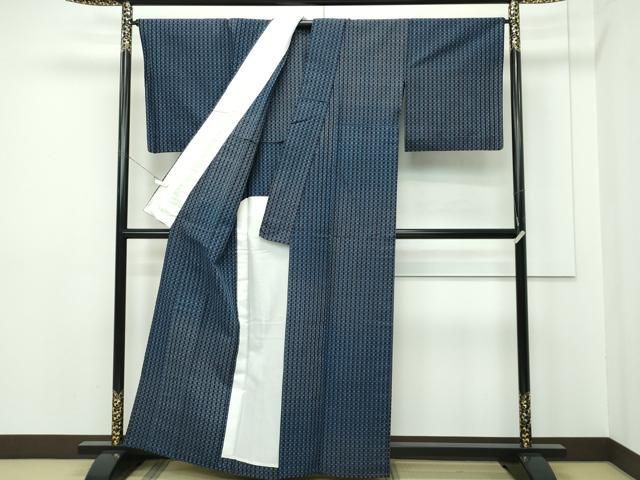 平和屋本店■希少　山藍　山村省二　久留米絣　単衣　綿　灰汁発酵建物　正藍染　草木染 　証紙・たとう紙付き　逸品　CZAA2232s5 平和屋本店□希少 山藍 山村省二 久留米絣 単衣 綿 灰汁発酵建物 正