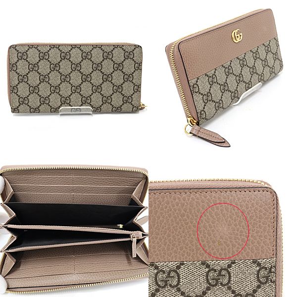 グッチ GUCCI ダブルG ジップアラウンド ウォレット ベージュ＆エボニー GGスプリーム キャンバス ダスティ ピンクレザー 456117  未使用品 - メルカリ