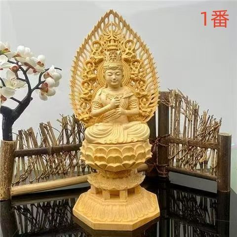 1点物希少　大日如来像　木造　金箔塗装　職人手彫り　精密彫刻　高級品　仏壇　仏像 新品未使用】木彫仏像 大日如来 大日如来像 檜木 高約28cm 精密
