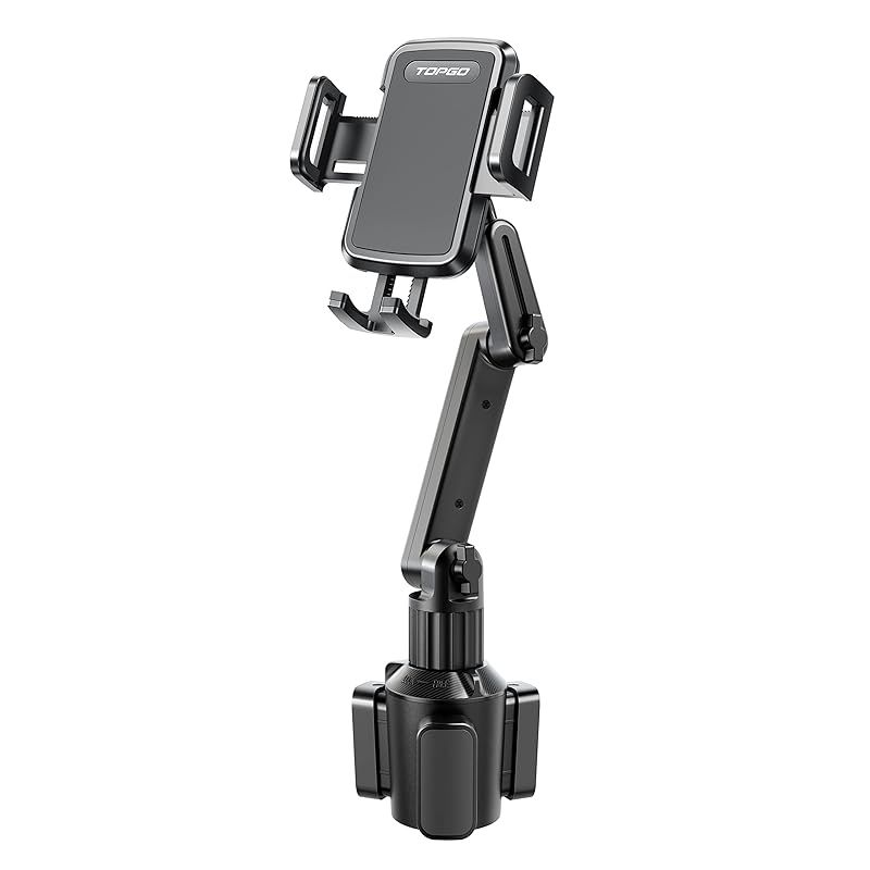 スマホホルダー 車 ドリンクホルダー TOPGO 車載ホルダー カップホルダー スマホスタンド 車 【多角度調節アーム・安定感抜きん出ている】 車載 携帯ホルダー カー用品 片手操作 ハンズフリー ワンタッチ取り外し 縦・横・上下・左右自在調節 360度回 0