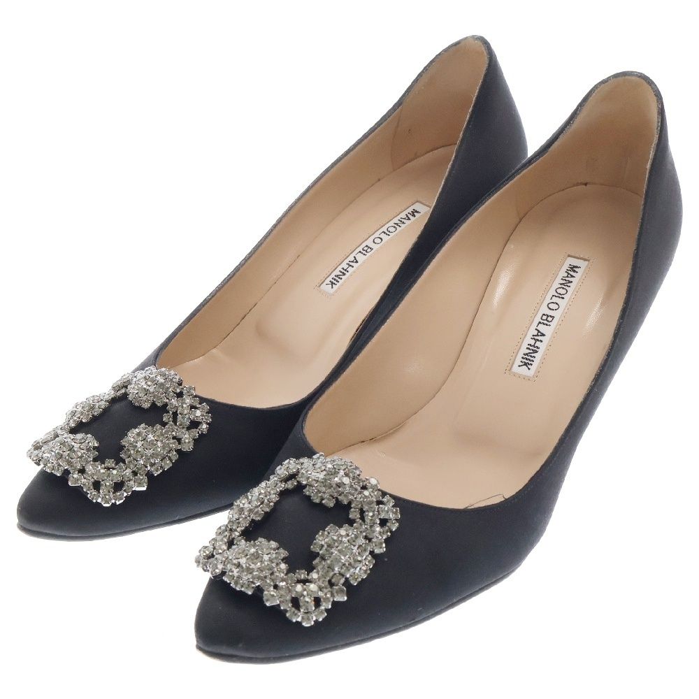 【美品】Manolo Blahnik ビジュー付きブラックパンプス ⭐️新品未使用⭐️ MANORO BLAHNIK ビジューパンプス ハンギシ