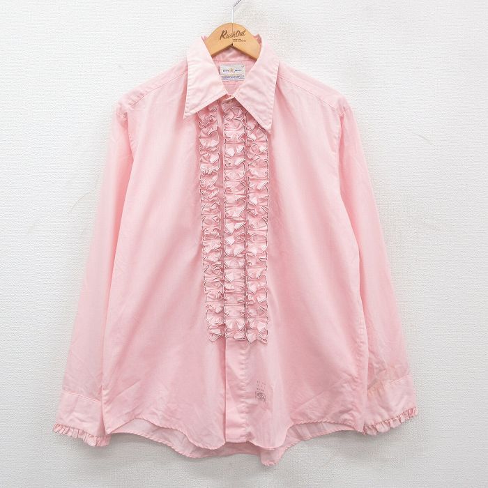 XL/古着 長袖 シャツ メンズ 80s フリル ピンク 24sep26 中古 トップス